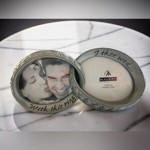 Malden Intl. Design Pewter Silver-Tone 2 Opening Wedding Frame Engraved Script